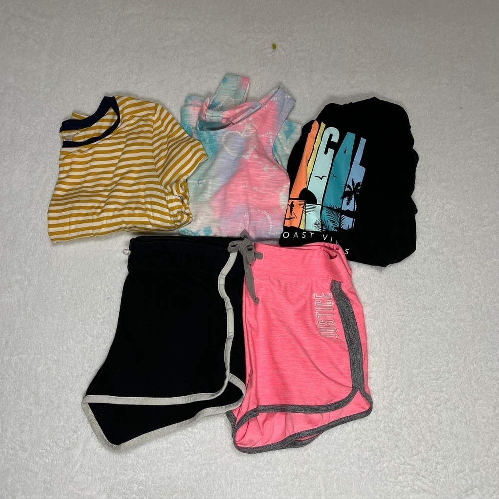 Old Navy Justice SO Girls Summer Bundle Size 10 10/12 Tanks Tees Shorts Lot